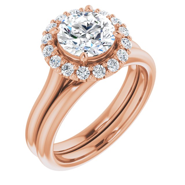 18 K Rose Gold Halo Engagement Ring - Image 6