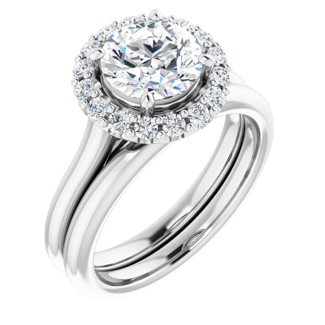 Platinum Halo Engagement Ring - Image 6