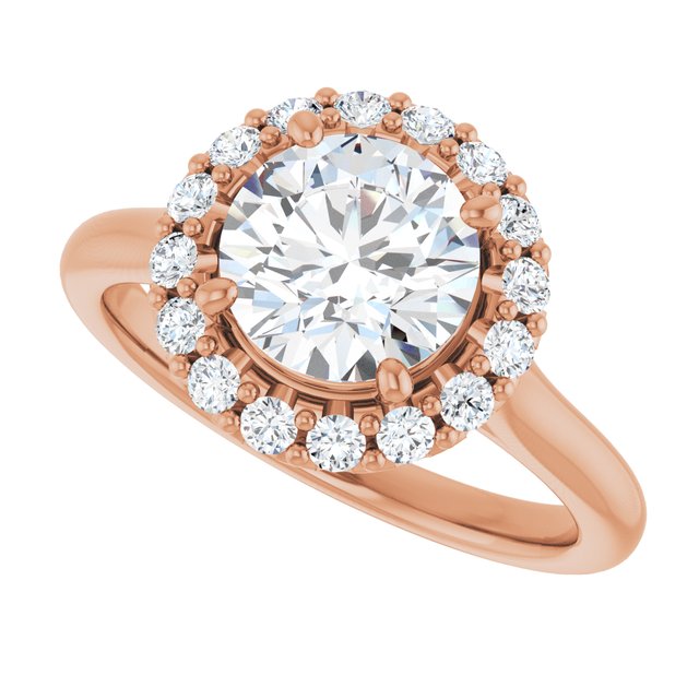 18 K Rose Gold Halo Engagement Ring - Image 5