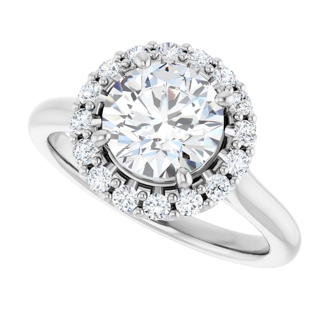 Platinum Halo Engagement Ring - Image 5