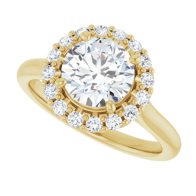 18 K Yellow Gold Halo Engagement Ring - Image 5