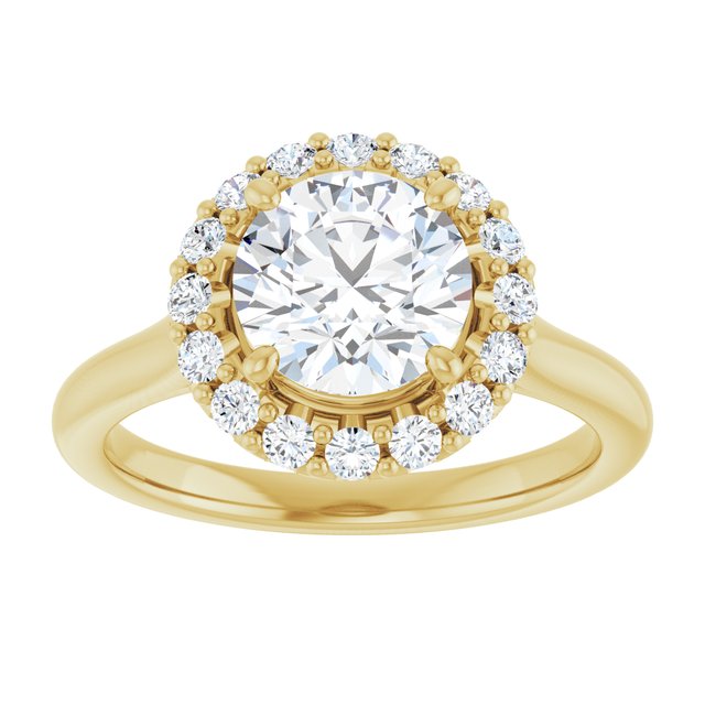 18 K Yellow Gold Halo Engagement Ring - Image 3