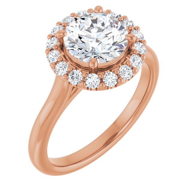 18 K Rose Gold Halo Engagement Ring