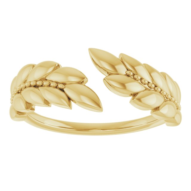 14K Yellow Leaf Negative Space Ring 