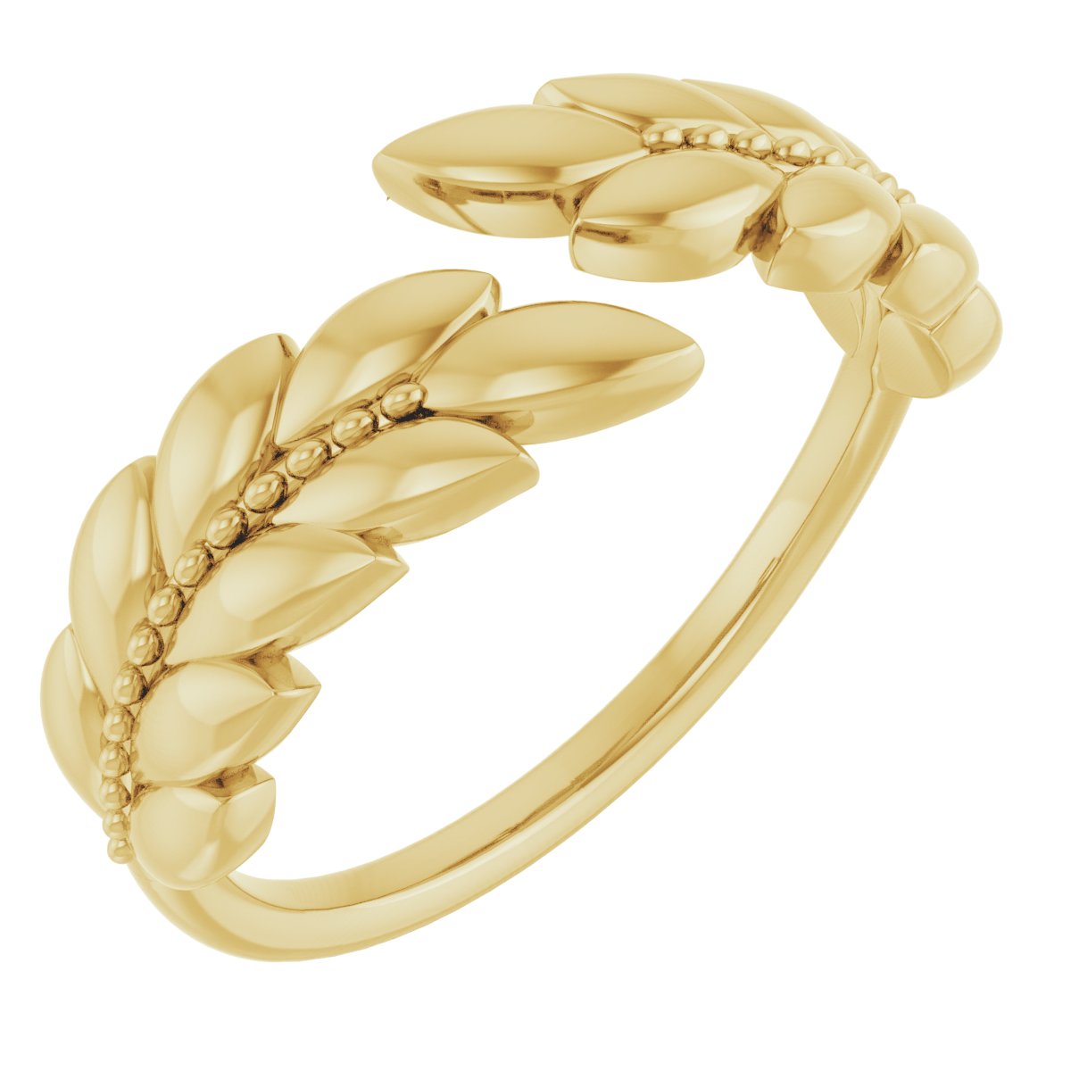 14K Yellow Leaf Negative Space Ring 