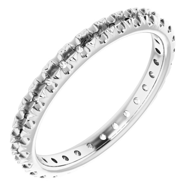 14K White .75 CTW French Set Diamond Eternity Band Size 5.5 Ref 12934610