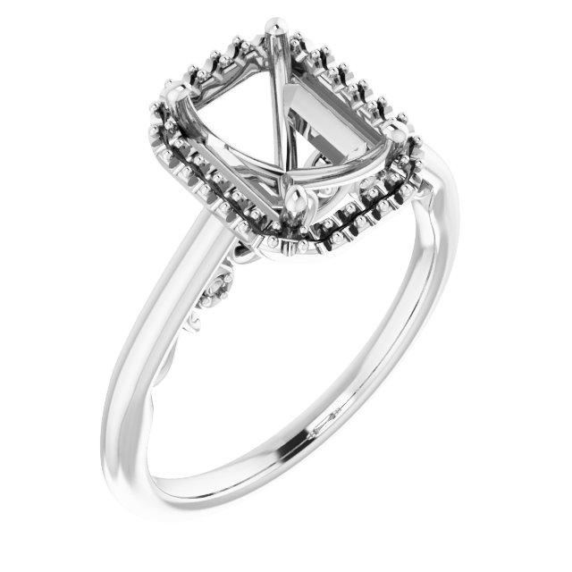 14 K White Gold Halo Engagement Ring