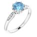 14K White Natural Aquamarine & .04 CTW Natural Diamond Ring  