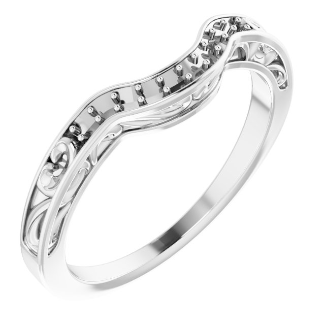 14K White .08 CTW Natural Diamond Vintage-Inspired Band 