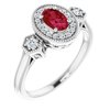 14K White Chatham Created Ruby and .167 CTW Diamond Ring Ref. 13234680