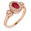 14K Rose Chatham Created Ruby and .167 CTW Diamond Ring Ref. 13402954