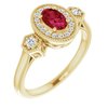 14K Yellow Chatham Created Ruby and .167 CTW Diamond Ring Ref. 13402953