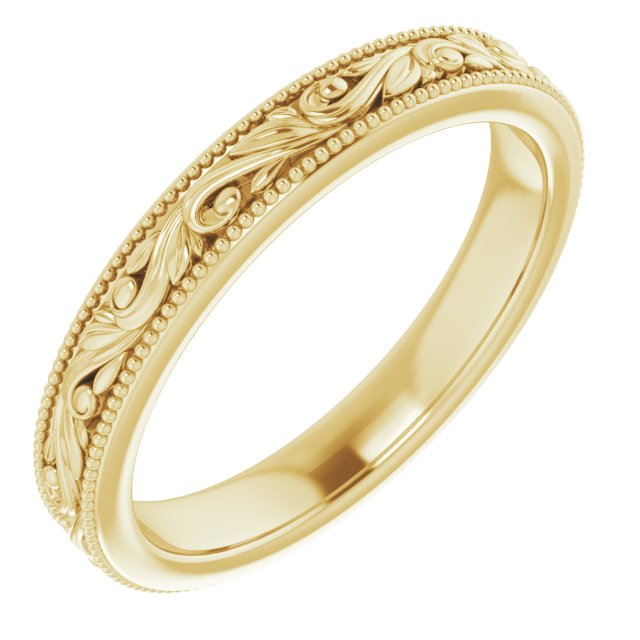 14K Yellow 3.2 mm Design-Engraved Band Size 8