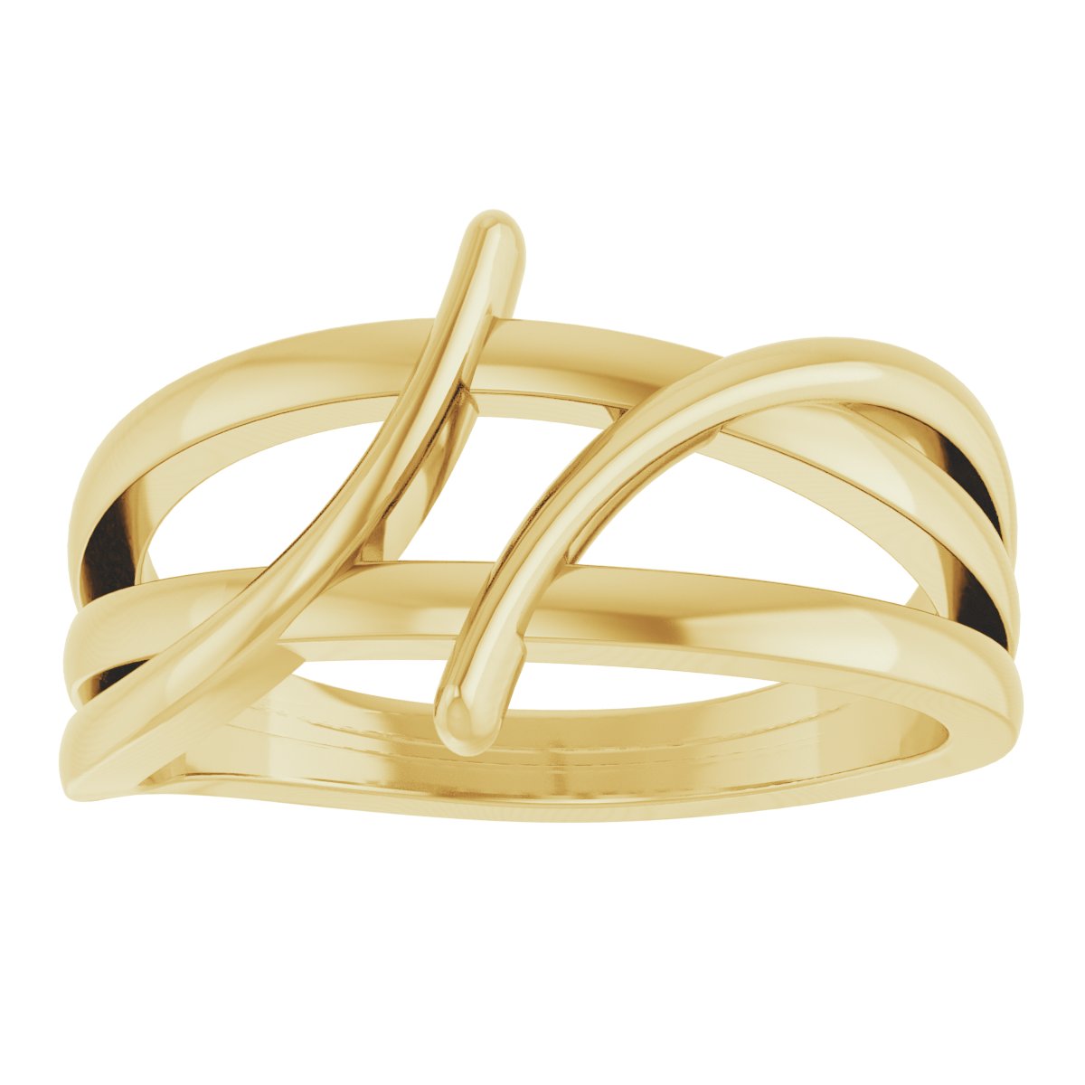 14K Yellow 12.4 mm Freeform Bypass Ring 