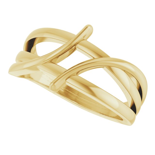 14K Yellow 12.4 mm Freeform Bypass Ring 