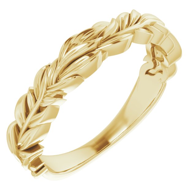 14K Yellow Stackable Leaf Ring 