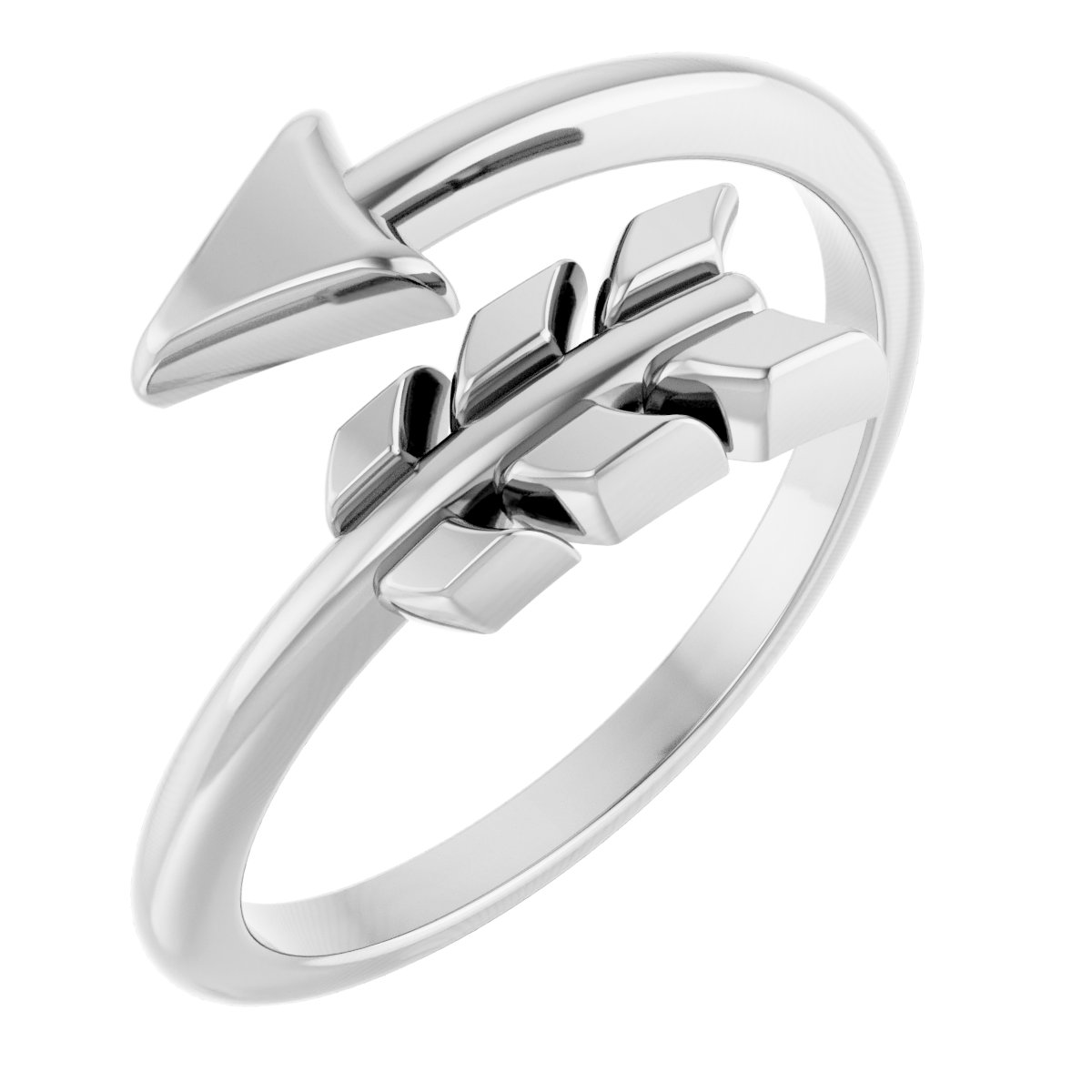 14K White Arrow Ring 