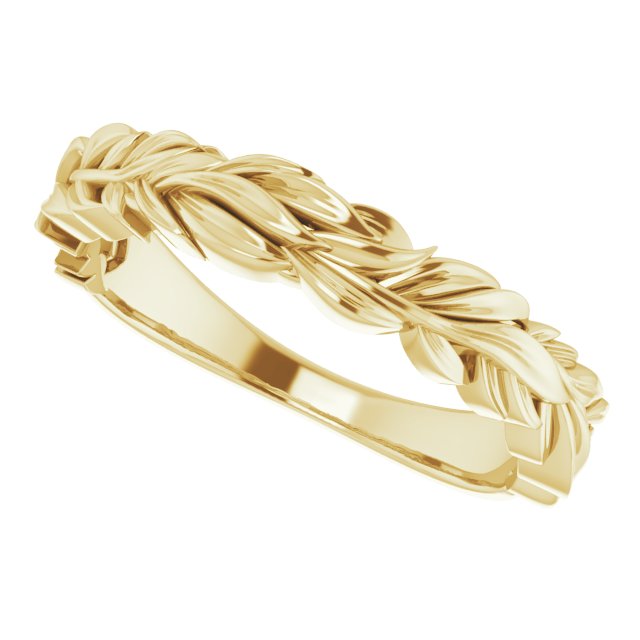 14K Yellow Stackable Leaf Ring 