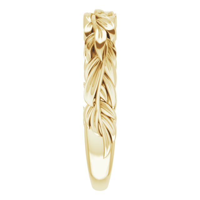 14K Yellow Stackable Leaf Ring 