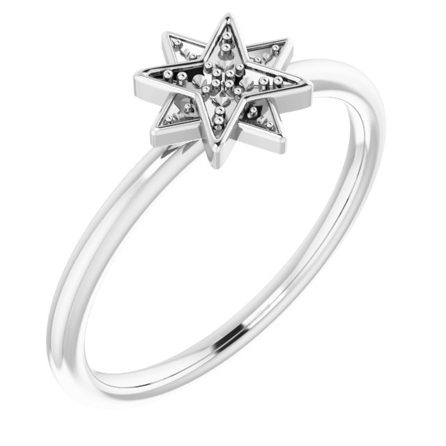 14K White .04 CTW Diamond Star Ring