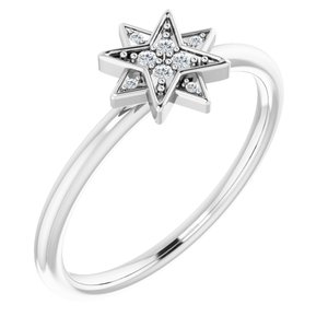 14K White .04 CTW Natural Diamond Star Ring