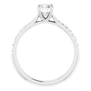 14K White 6.5 mm Round Forever One™ Moissanite & 1/5 CTW Diamond Engagement Ring