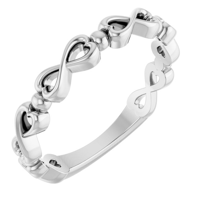 14K White Infinity-Inspired Heart Ring  
