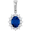 14K White Chatham Created Blue Sapphire and .33 CTW Diamond 18 inch Necklace Ref 5760962