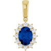 14K Yellow Chatham Created Blue Sapphire and .33 CTW Diamond Pendant Ref 9763033
