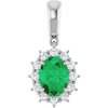 14K White Chatham Created Emerald and .33 CTW Diamond Pendant Ref 9766455