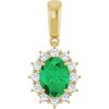 14K Yellow Chatham Created Emerald and .33 CTW Diamond Pendant Ref 9766465
