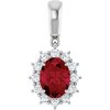 14K White Chatham Created Ruby and .33 CTW Diamond Pendant Ref 9770148