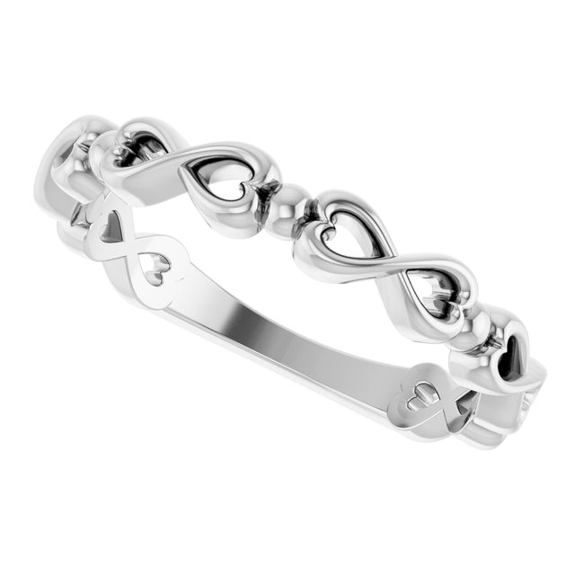 14K White Infinity-Inspired Heart Ring  