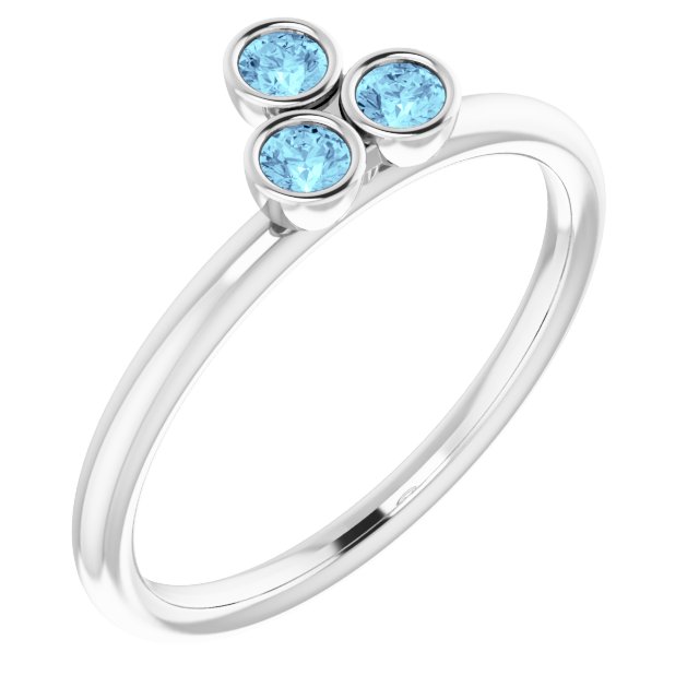 Platinum Natural Aquamarine Stackable Ring
