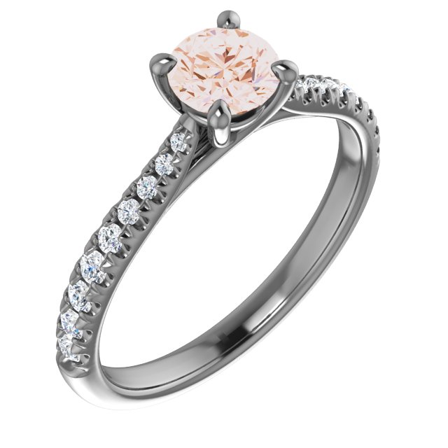 14K Rose 6.5 mm Round Forever One Moissanite and .20 CTW Diamond Engagement Ring Ref 13873626
