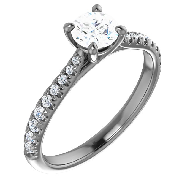 14K White 6.5 mm Round Forever One Moissanite and .20 CTW Diamond Engagement Ring Ref 13873624
