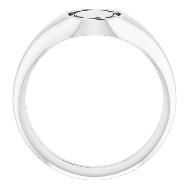 14K White 10x8 mm Oval Beaded Signet Ring  