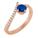 14K Rose Lab-Grown Blue Sapphire & 1/10 CTW Natural Diamond Bypass Ring