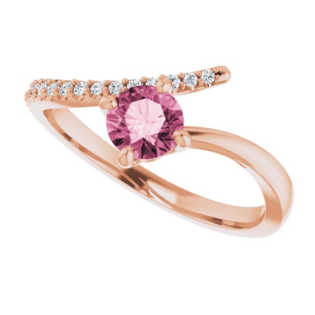 14K Rose Pink Tourmaline & 1/10 CTW Diamond Bypass Ring