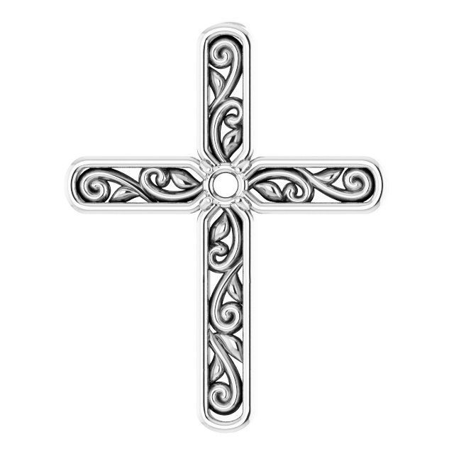 14K White .03 CTW Diamond Cross Pendant 