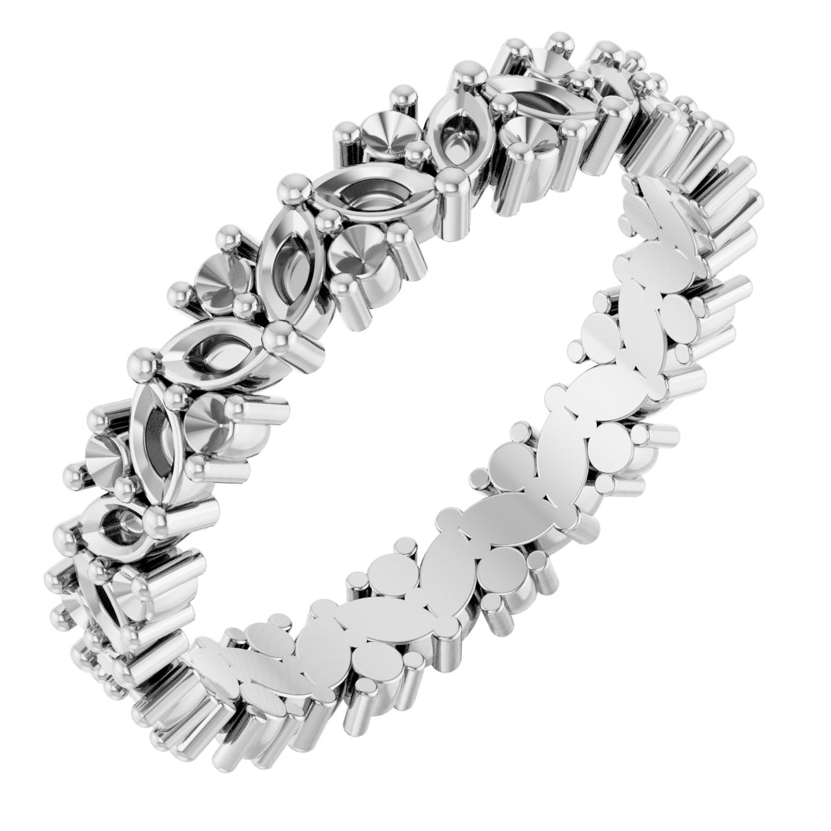 Platinum 1 CTW Diamond Cluster Eternity Band Size 7