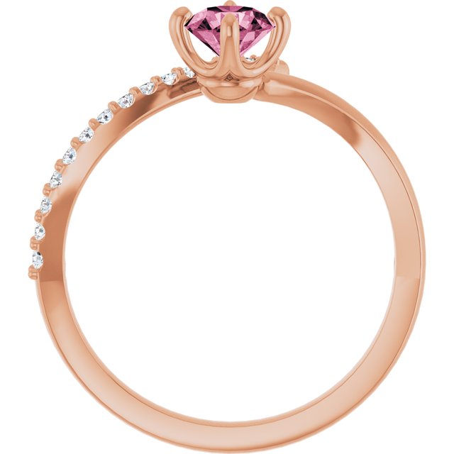 14K Rose Pink Tourmaline & 1/10 CTW Diamond Bypass Ring