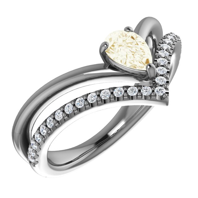14K Yellow Natural White Sapphire & 1/6 CTW Natural Diamond Ring