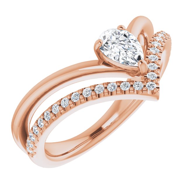 14K Rose Natural White Sapphire & 1/6 CTW Natural Diamond Ring
