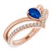 14K Rose Natural Blue Sapphire & 1/6 CTW Natural Diamond Ring
