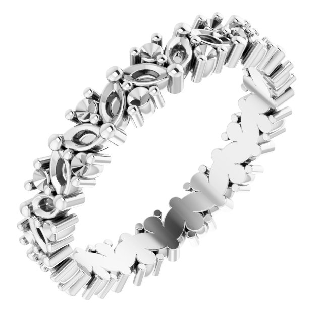 Platinum 1 CTW Diamond Cluster Eternity Band Size 7.5