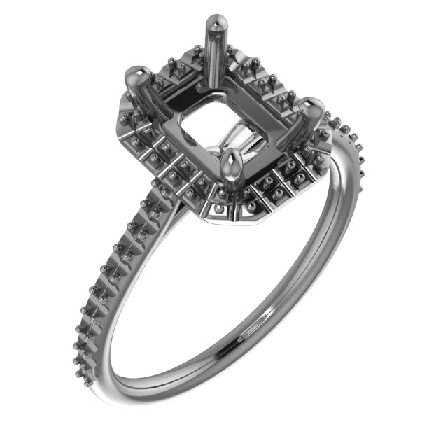 14K White & Rose  8x6 mm Emerald Engagement Ring Mounting