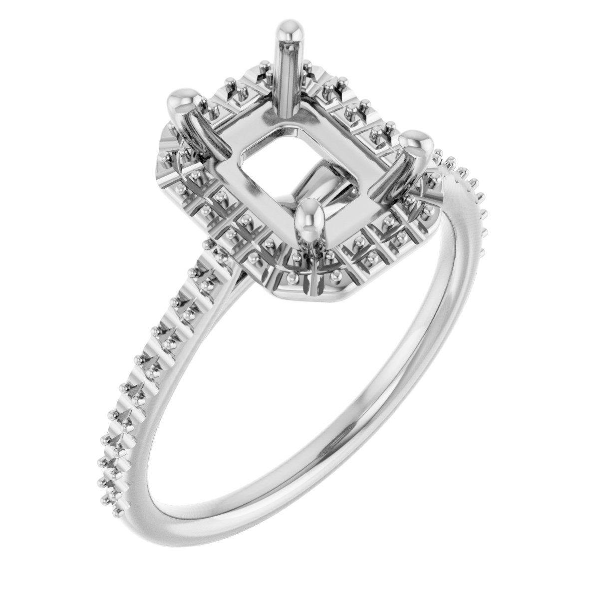 14 K White Gold Halo Engagement Ring