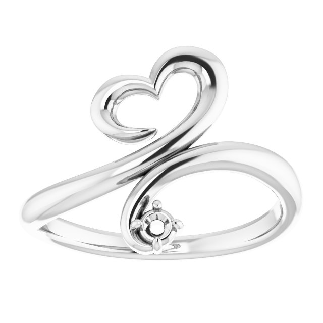 Sterling Silver .06 CTW Natural Diamond Heart Ring