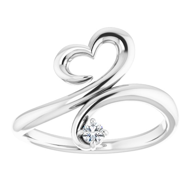 14K White .06 CTW Natural Diamond Heart Ring